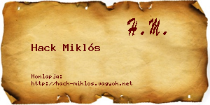Hack Miklós névjegykártya